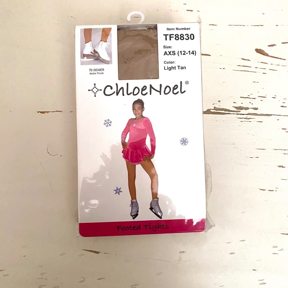 ChloeNoel TF8830 Footed Figure Skating Tights - Light Tan